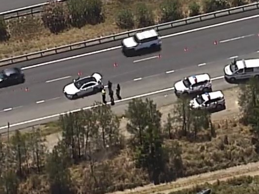 A police chase had broken out in Brisbane's north this morning. Picture: 7News