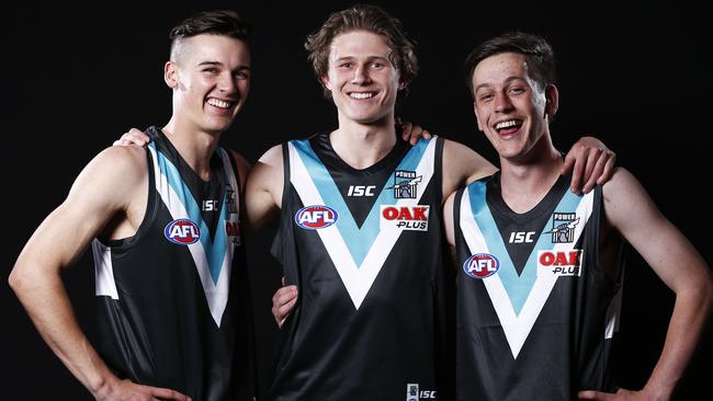 Port Adelaide’s draftees Connor Rozee, Xavier Duursma and Zak Butters have been nothing short of impressive in their first AFL campaign. Picture: AAP Image/Daniel Pockett