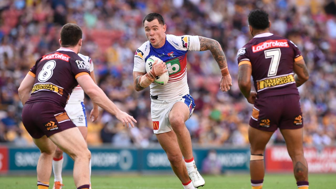 David Klemmer could be in some doubt for the Knights Week 1 finals match as he left the field with an apparent rib injury. Picture: Getty Images.