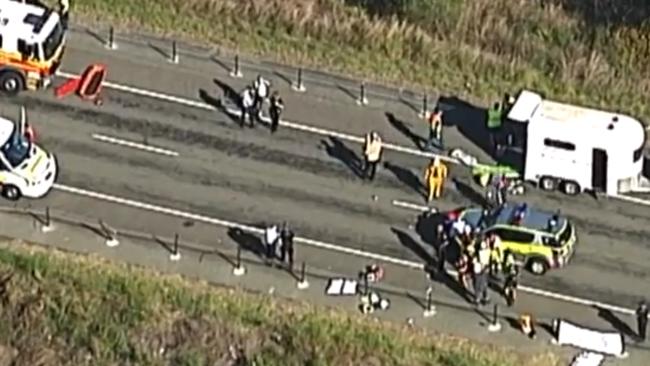 The scene of the tragic accident at Wyaralong Dam in November. Picture: Channel 7