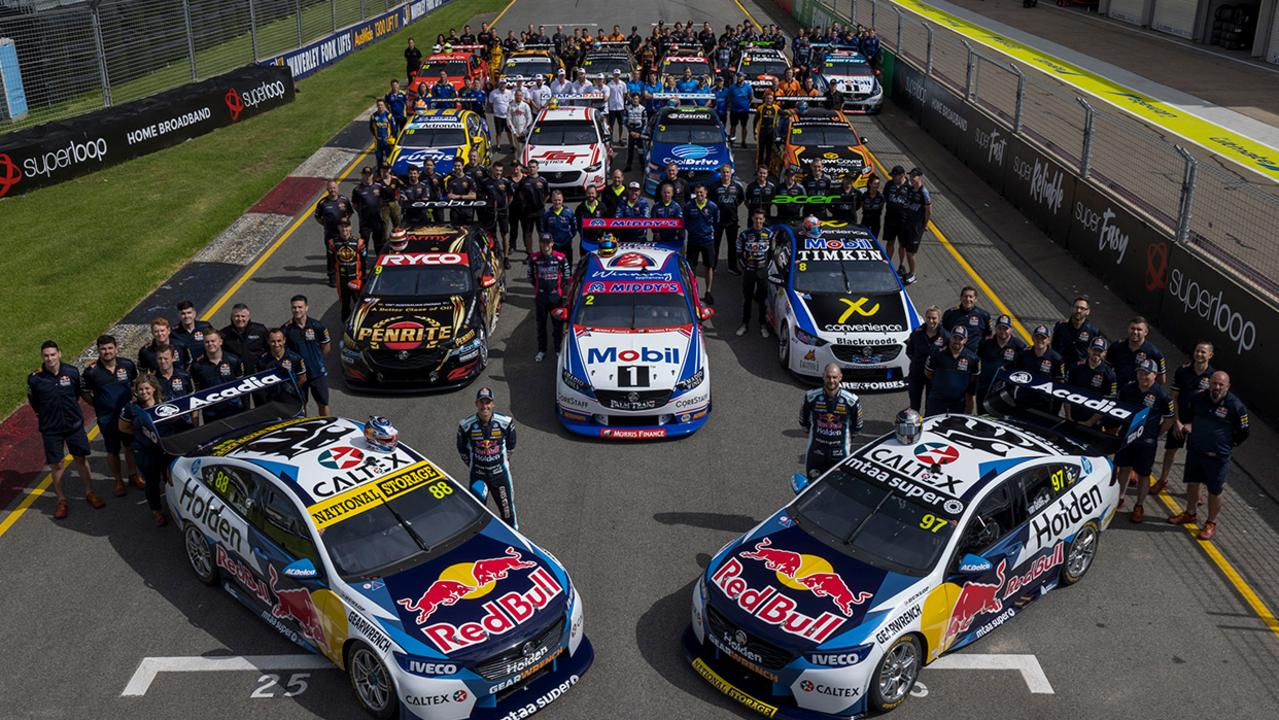 All Holden drivers and cars on the Adelaide grid. Pic: Supercars