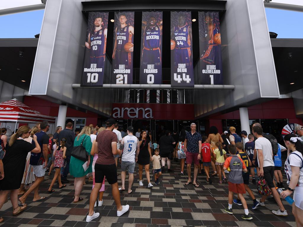 Adelaide 36ers fans pouring into the Adelaide Entertainment Centre. Picture: Mark Brake/Getty Images