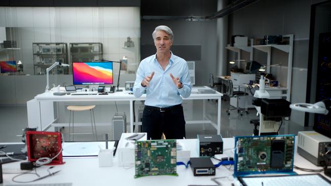 Apple software senior vice-president Craig Federighi introduced changes to Macs using Apple's M1 chip