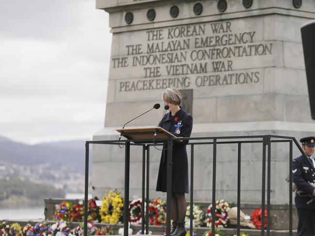 The annual remembrance day ceremony is held at the Cenotaph, Hobart, Tasmania. Picture: MATT THOMPSON.