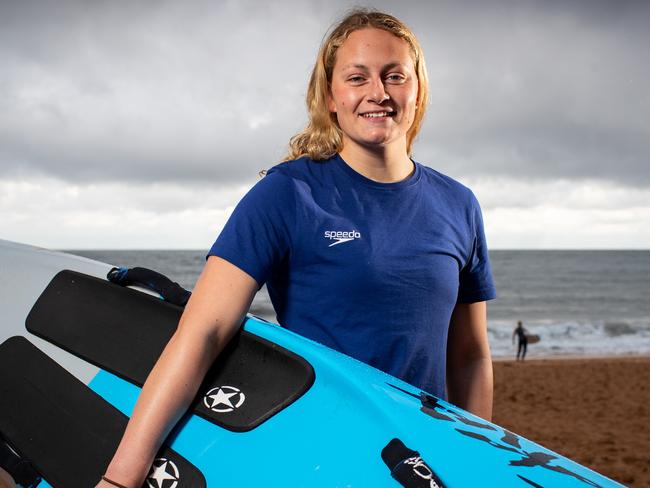 Portraits of up and coming ironwoman star Emily Doyle taken at Newport Beach on 29th August 2019. Emily will be competing in the new-look Nutri-Grain ironwoman series in upcoming weeks.(AAP Image / Julian Andrews)