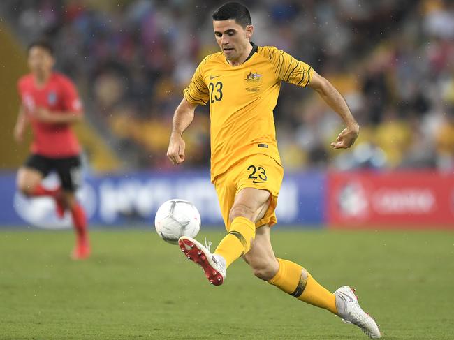 Tom Rogic in full flight fo the Socceroos.