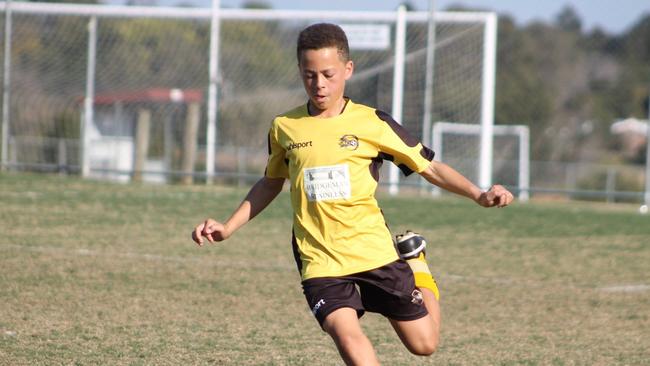 Izaack Powell during his time with Moreton Bay United under-14s in the National Premier League Queensland competition.