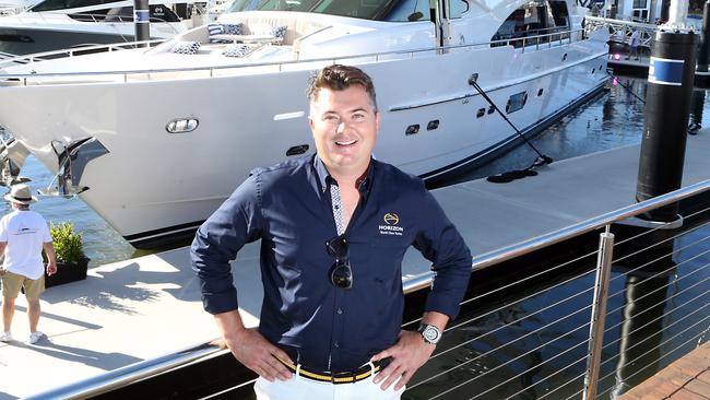 Horizon Yachts has sold a yacht for $12.9 million. Horizon Yachts Australia and NZ MD Mark Western with the boat. Picture: Richard Gosling.