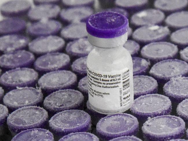 Vials of Pfizer-BioNTech vaccine for COVID-19 in a super freezer of a hospital of Le Mans, France. The EU will get 4 million extra doses to kerb hot spots. Picture: AFP