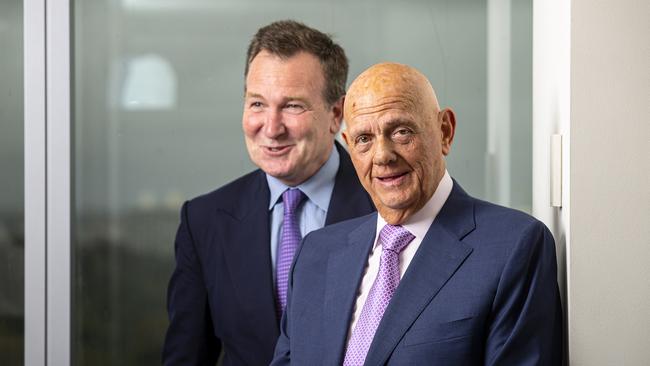 Premier Investments chair Solomon Lew, right, with Mark McInnes. Picture: NCA NewsWire / Daniel Pockett