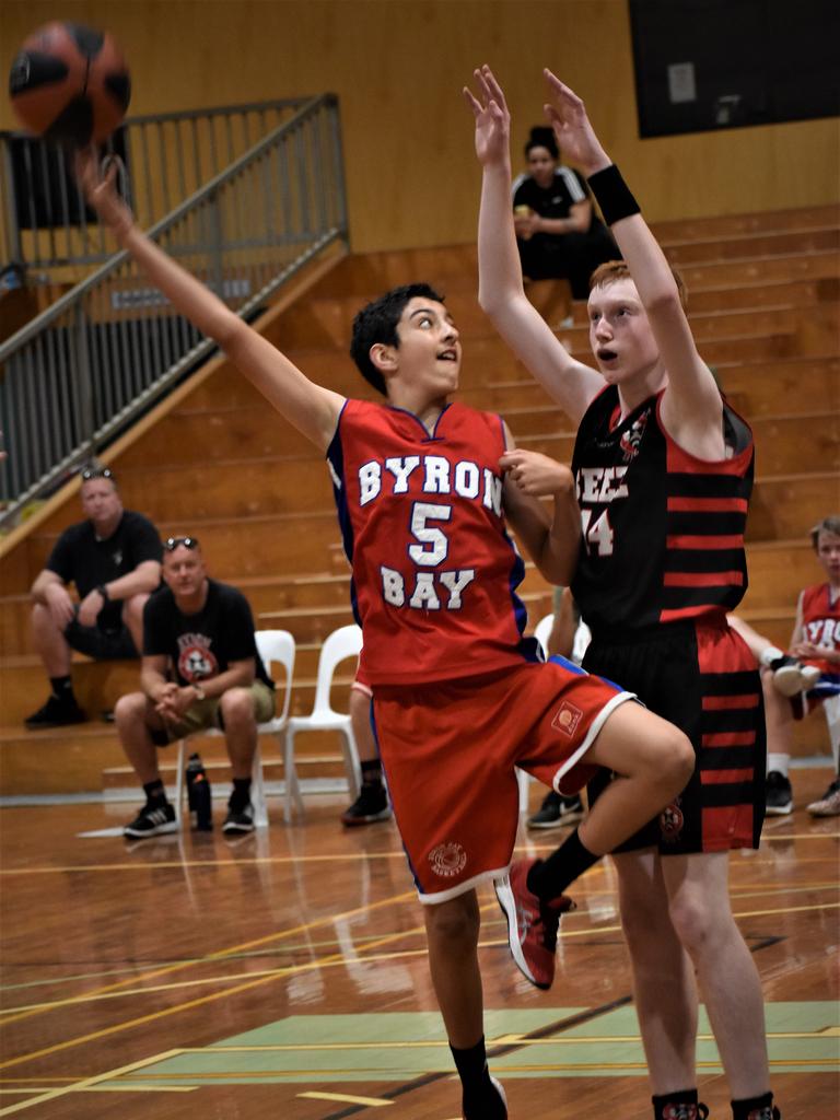 Action from the match between Byron Bay Red and Byron Bay Black in the North Coast Shield Under-14 Division One competition played at PCYC Grafton on Sunday, 20th September, 2020. Photos Bill North / The Daily Examiner