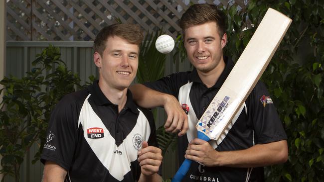 Adelaide University star Sam Kerber (left) pictured with brother and Blacks teammate Daniel. Sam has been in stellar form for Uni once again this season. Picture: AAP/Emma Brasier