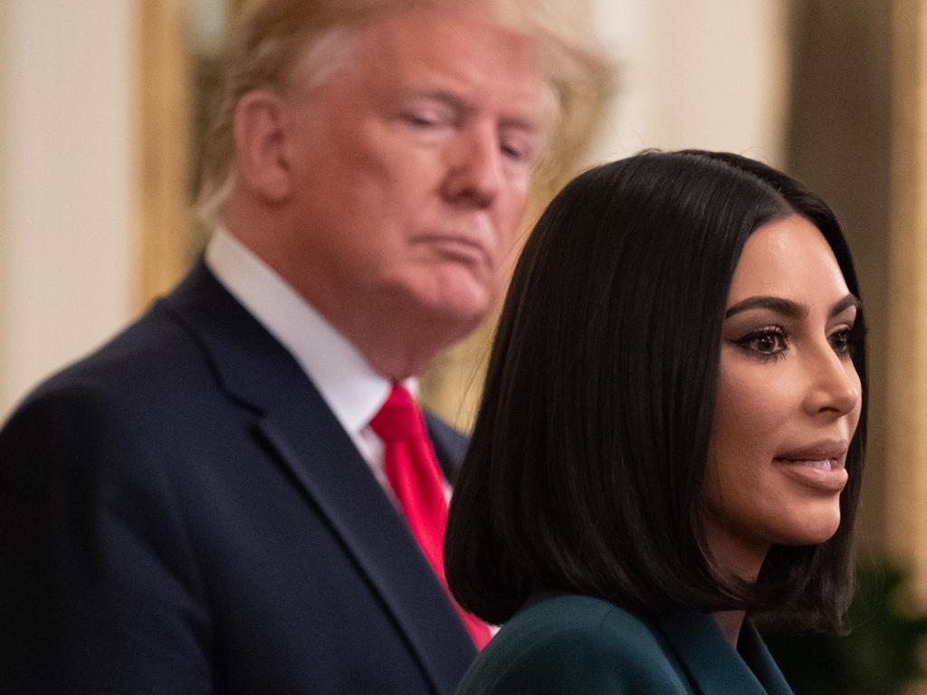 Kim Kardashian speaks alongside US President Donald Trump at a criminal justice reform event in 2019. Picture: Saul Loeb/AFP