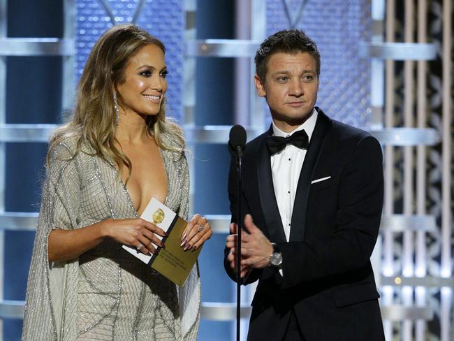 Golden globes ... Jeremy Renner made a rather blue reference to Jennifer Lopez’s décolletage