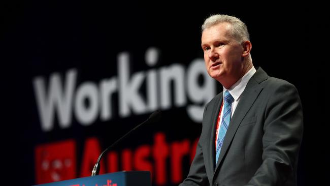 Minister for Industrial Relations Tony Burke speaks during the ALP National Conference in Brisbane earlier this month. Picture: NCA NewsWire/Tertius Pickard