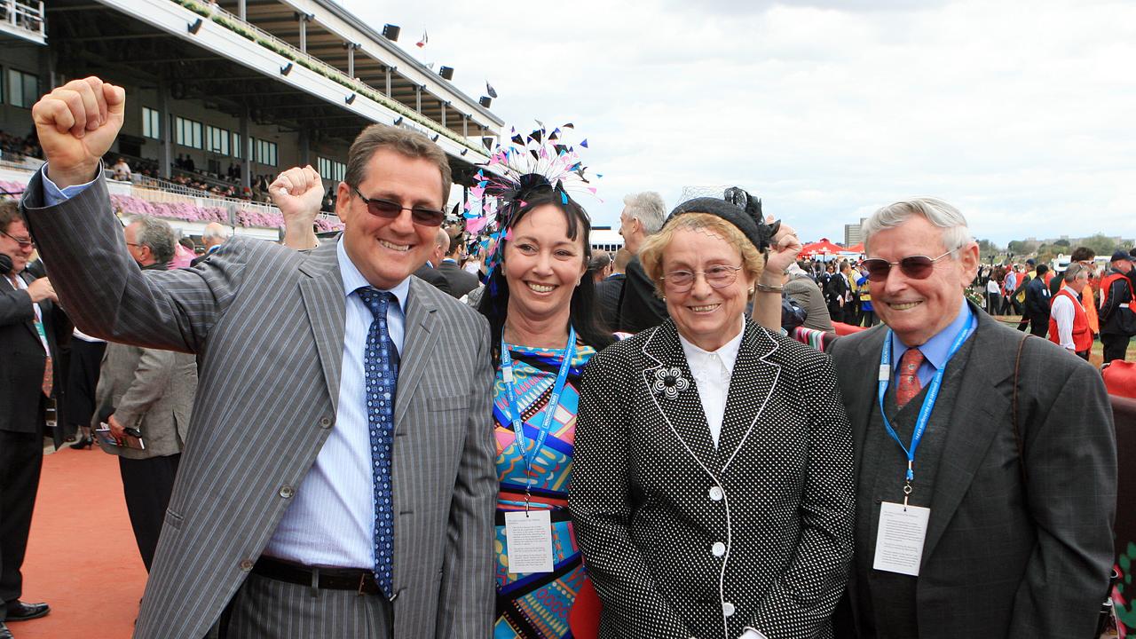 Grahame with his wife Sue, mother Yvonne and father Neville at Flemington.