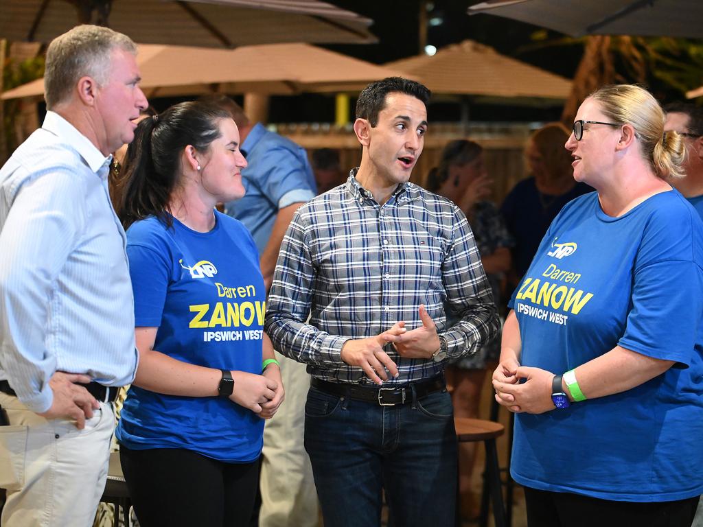 David Crisafulli at the Ipswich West by-election event in Brassall with Darren Zanow and supporters.