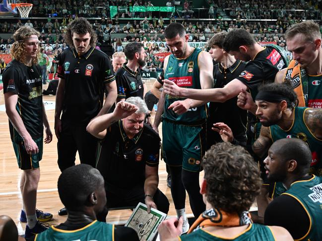 Scott Roth had his JackJumpers humming — after skipping the championship banner unveiling to allow them to soak in the attention. Picture: Getty Images