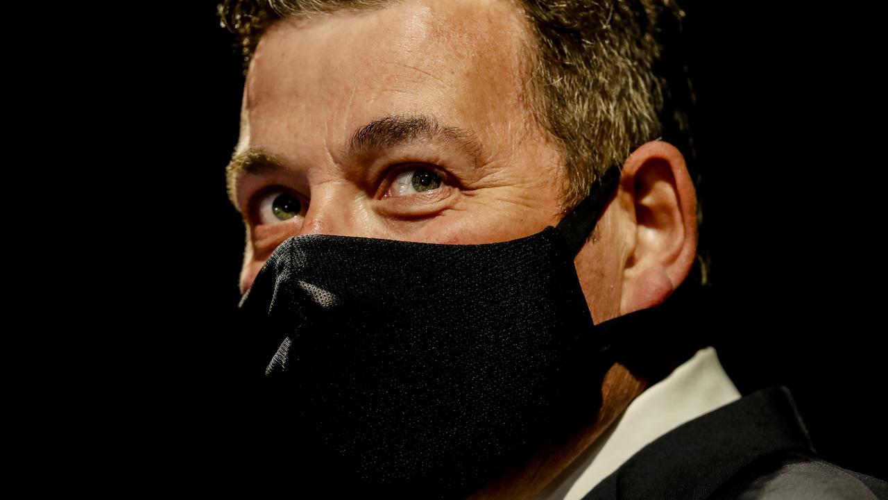 Victorian Premier Daniel Andrews looks on during the daily press conference. Picture: Darrian Traynor/Getty Images