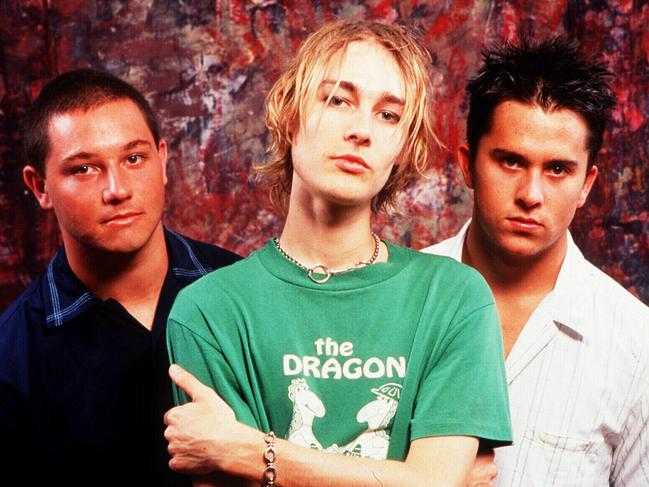 Silverchair in their younger years. From left: Ben Gillies, Daniel Johns and Chris Joannou in 1999.