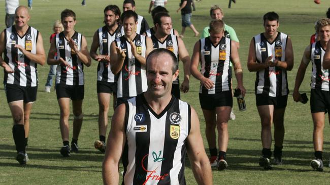 Mighty Magpie: Jon Henry leaves the field after his 200th game for Wangaratta in the Ovens and Murray League.