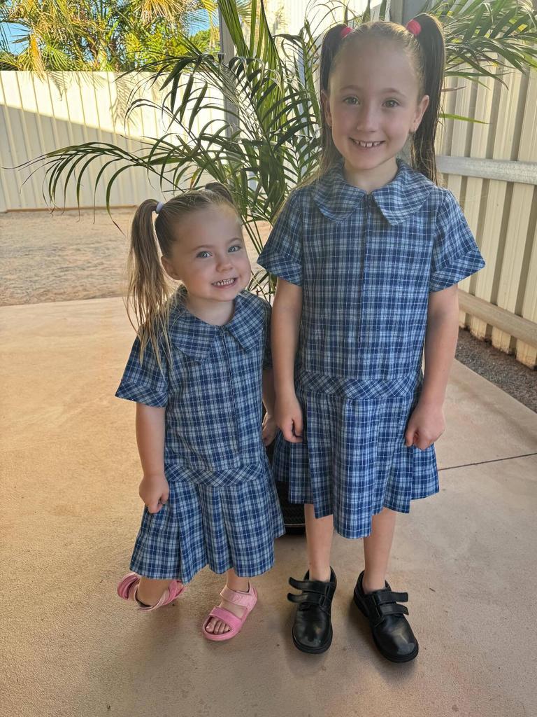 Isla and Cleo heading to school. Picture: Instagram