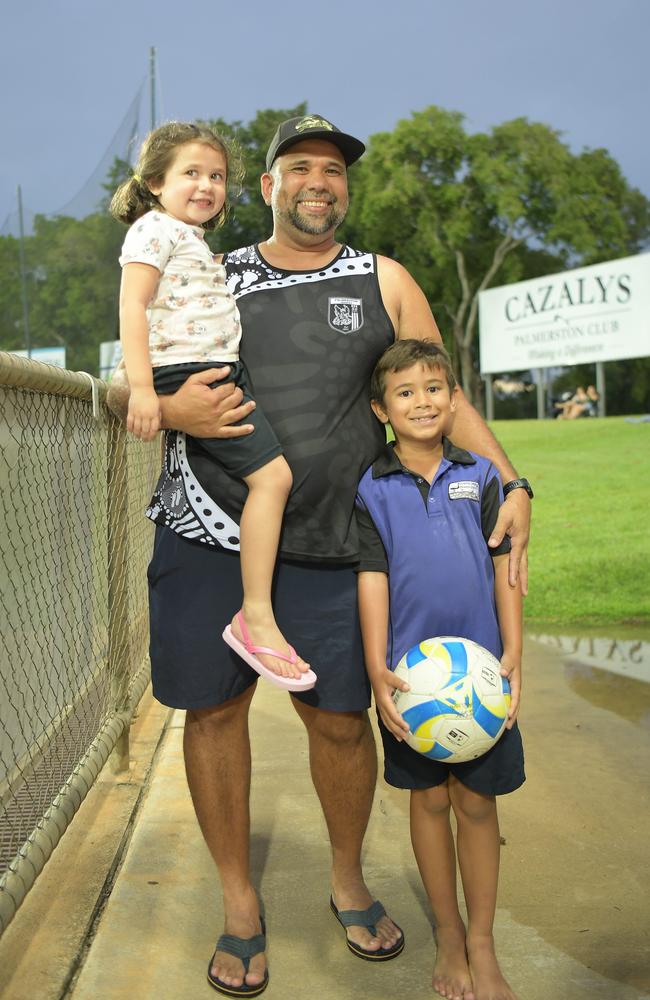 Amiela, Troy and Isaac Garling at the Palmerston Magpies against St Mary's Football Club. Picture: (A)manda Parkinson