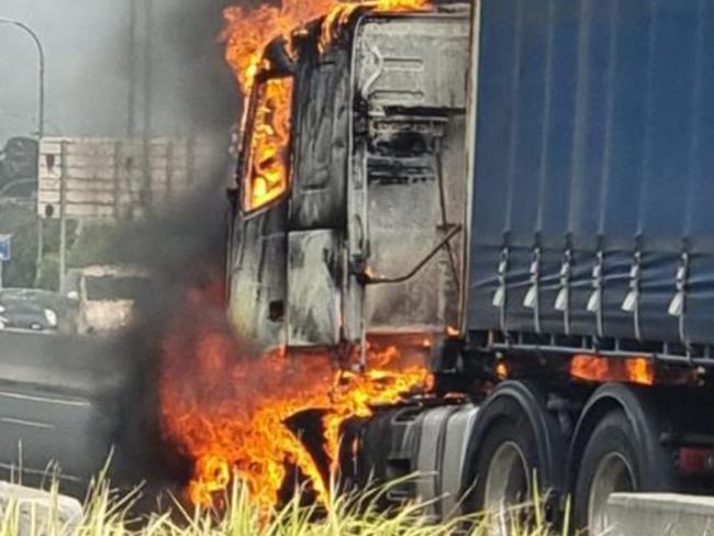 A truck fire has is causing traffice chaos in Sydney. Picture: 7News