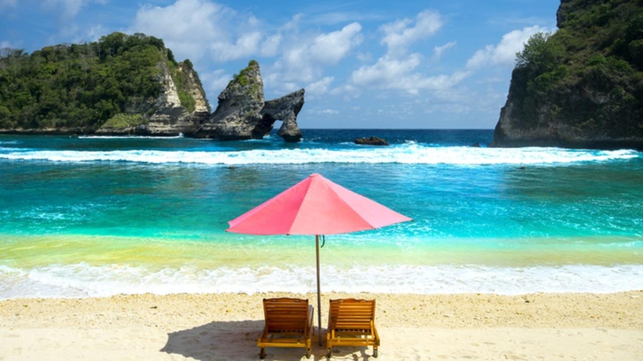 Lovely sunny day on the Nusa Penida, Bali, which has been voted the most beautiful stretch of sand in the world.