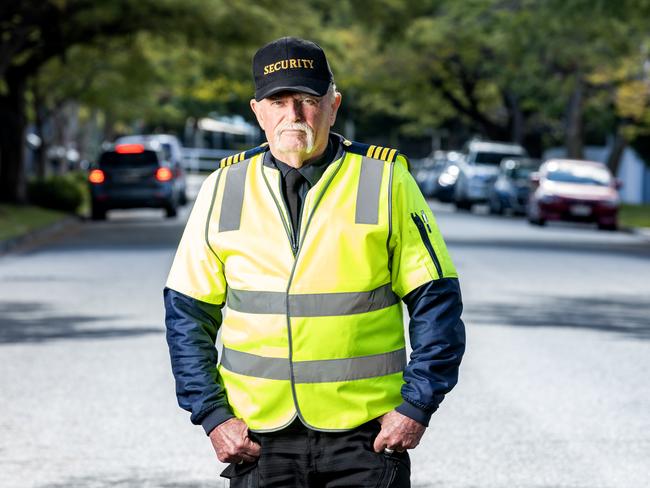 Damien O'Keeffe, Security Supervisor from 24/7 Secure, which has been patrolling streets across a number of Brisbane suburbs. Picture: Richard Walker