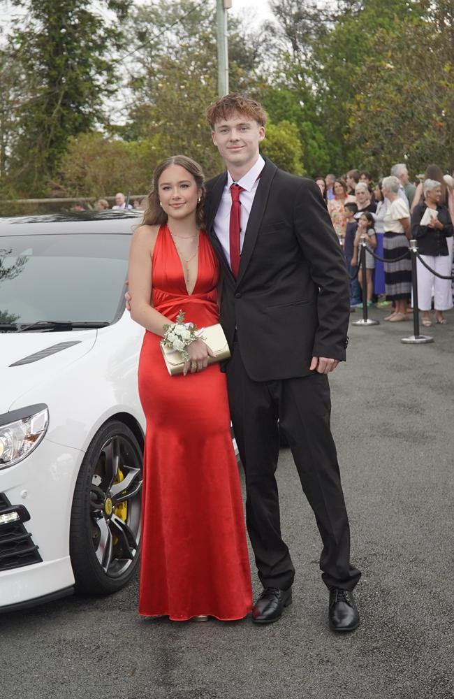 Students arriving in style for the 2024 Glasshouse Christian College formal at Flaxton Gardens.