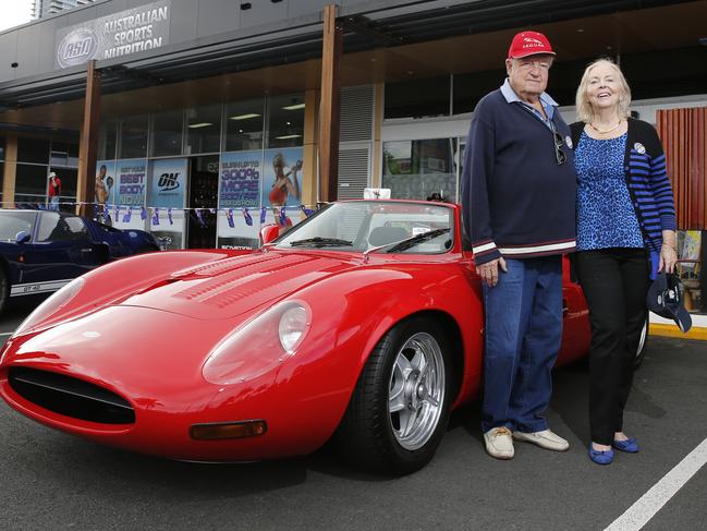 The late Digby Cooke with partner Gwen in front of their Jaguar XJ13 replica. Picture: JERAD WILLIAMS