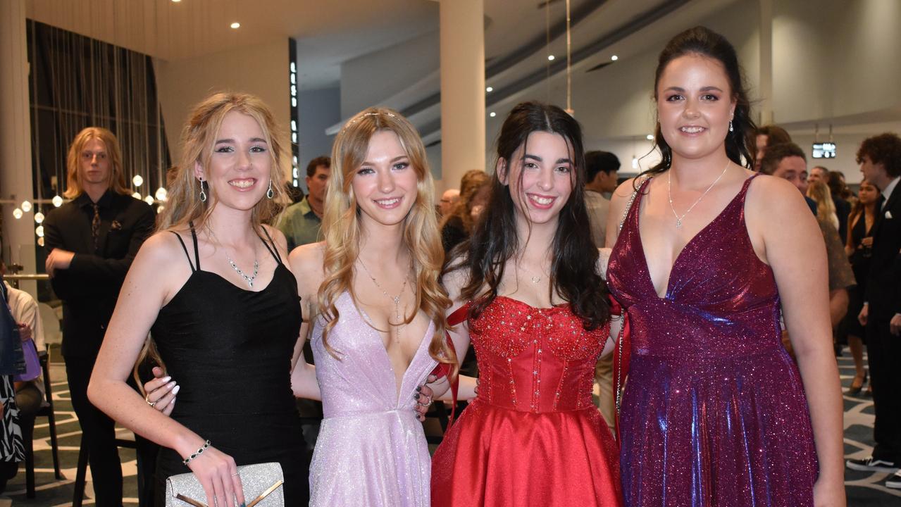 Kaiya Allen, Sarah Arragon, Jayde Shaw and Tess Henderson at the 2022 Maroochydore State High formal.