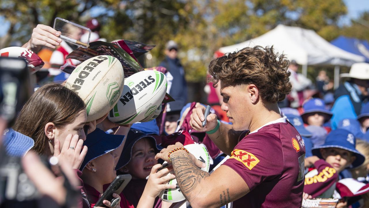 Reece Walsh at the Queensland Maroons fan day at Toowoomba Sports Ground, Tuesday, June 18, 2024. Picture: Kevin Farmer