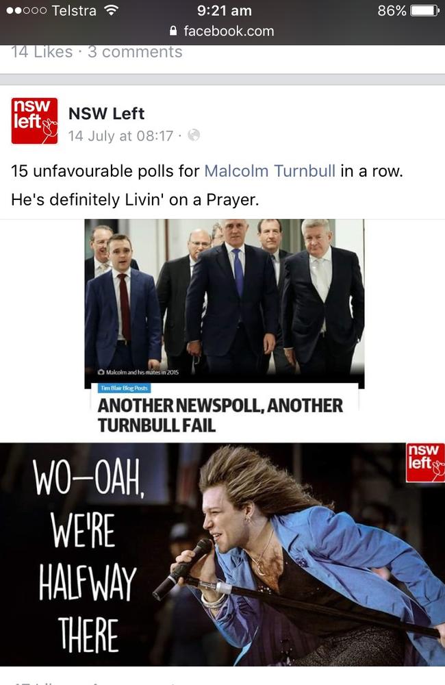 A recent meme from the Labor Left faction. Source: Facebook