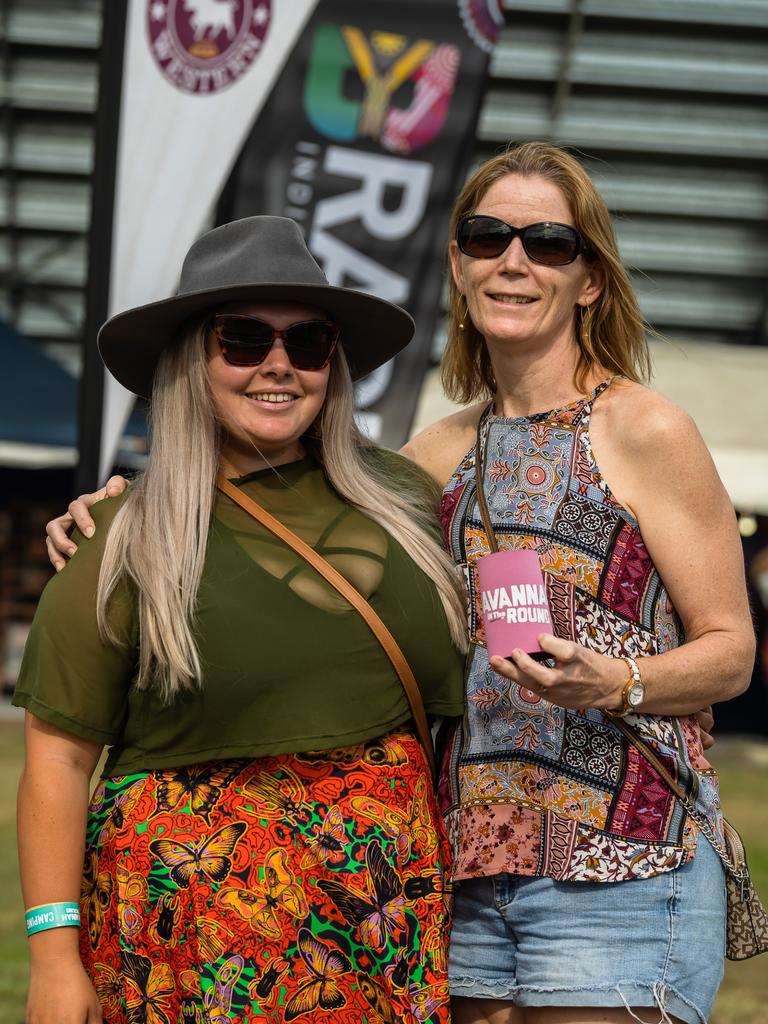 Jess Fox and Donna Bean from Townsville ready to kick it at Savannah in the Round. Picture: Emily Barker.