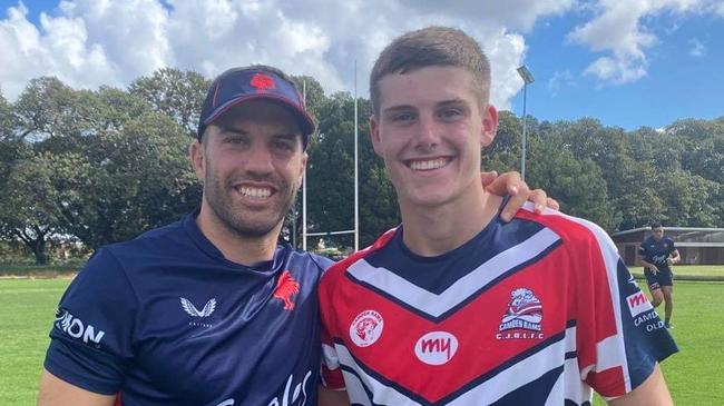 James Tedesco with Camden product and new Roosters signing Lachlan Dooner.