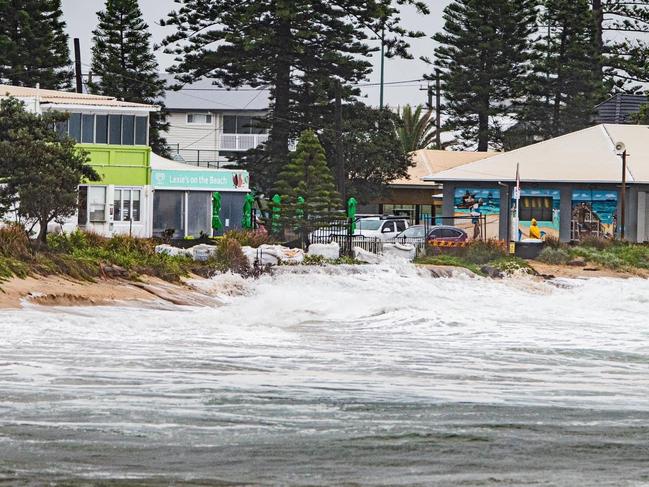 King tides combined with the east coast low to again raise concerns about erosion at Stockton Beach. Picture: Justin Martin.