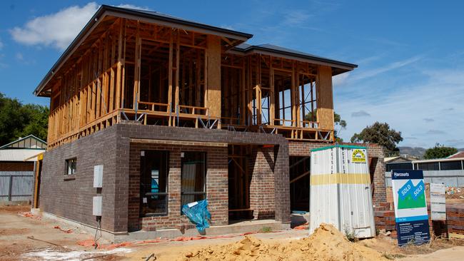 This house at Cedar Ave, Campbelltown, is among houses left unfinished with the collapse of JML Home Constructions, trading as GJ Gardner Homes Onkaparinga, and JML Developments. The companies owe more than $2 million.