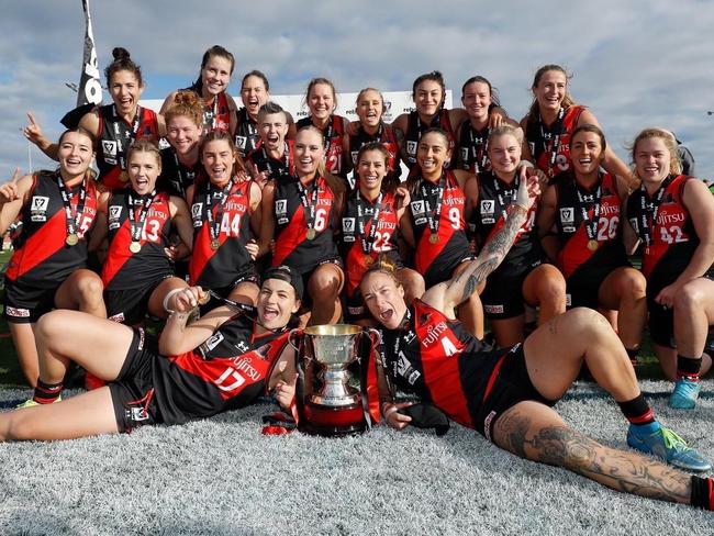 Bella Clarke won a VFLW premiership with Essendon in 2022. Picture: AFL.