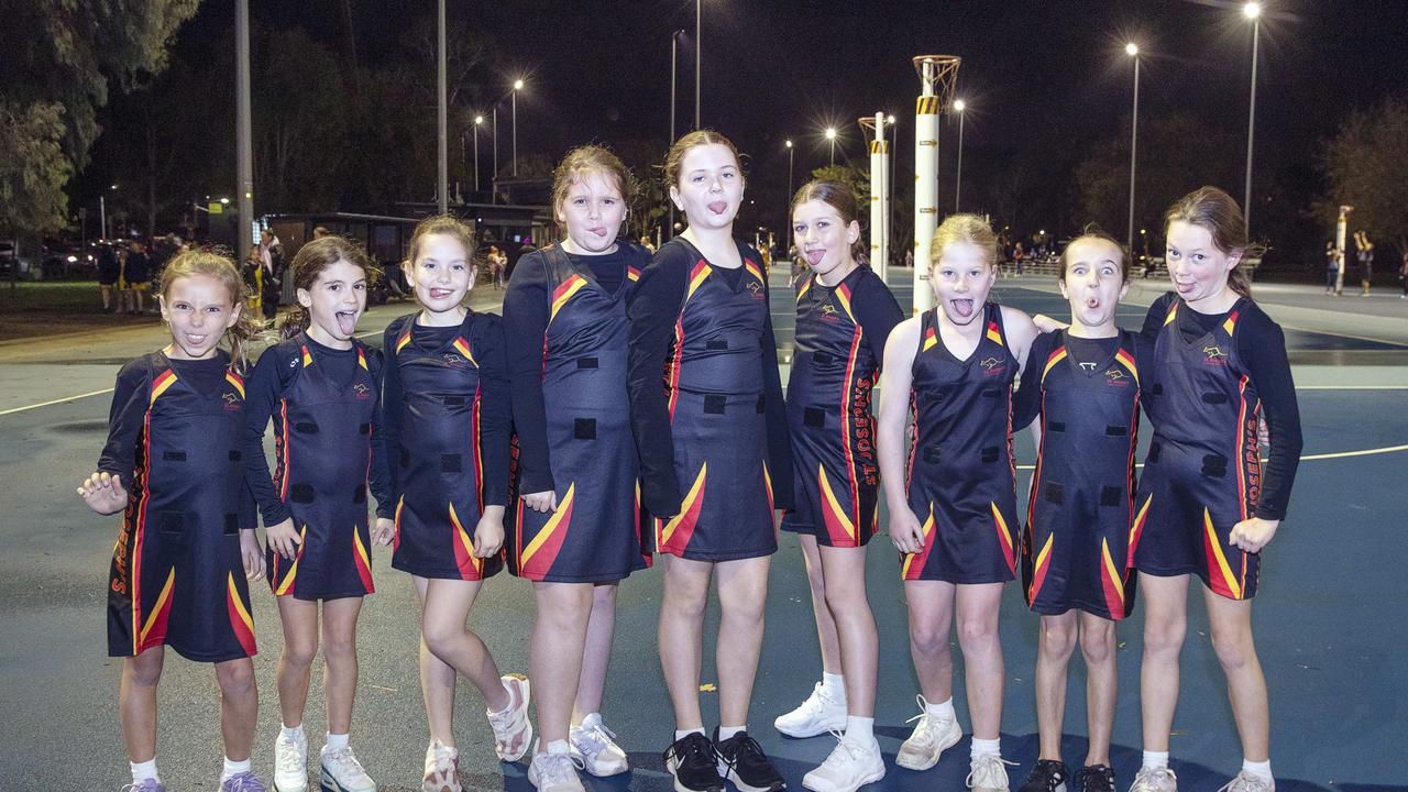 St Joseph’s Red under-11 netball team pull their funniest faces. Picture: Alan Barber