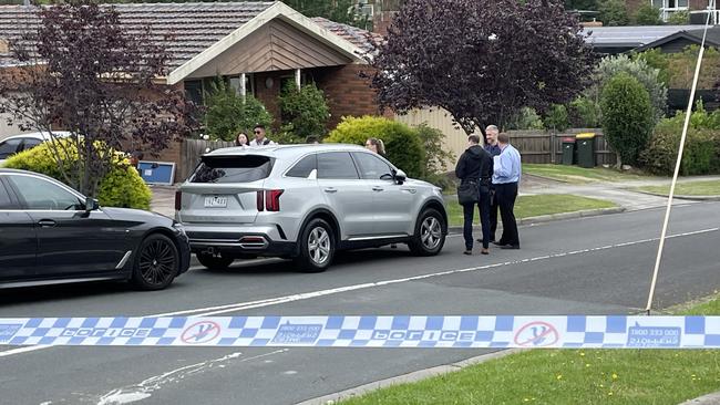 Police investigate the scene at Sargent St Doncaster where the alleged aggravated burglary took place Picture: Athos Sirianos