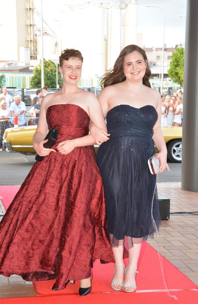 Toowoomba school formals. At the 2023 St Ursula's College formal is graduate Emily McErlean (right) with her partner Tiana. Picture: Rhylea Millar