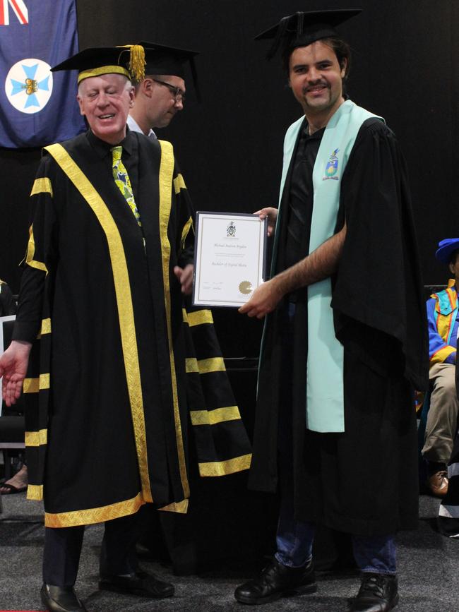 Michael Bryden graduated with a Bachelor of Digital Media at the CQUniversity graduation ceremony in Bundaberg on December 14, 2023.