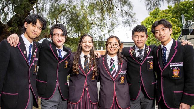 The dress code is strict but these students at Haileybury all achieved the highest possible ATAR in 2022. Picture: Mark Stewart