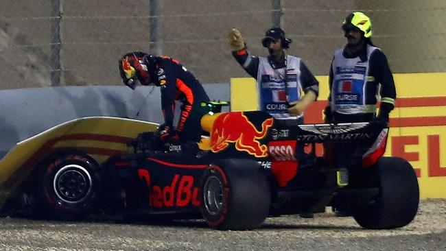 Max Verstappen crashed out of qualifying for the Bahrain Grand Prix.