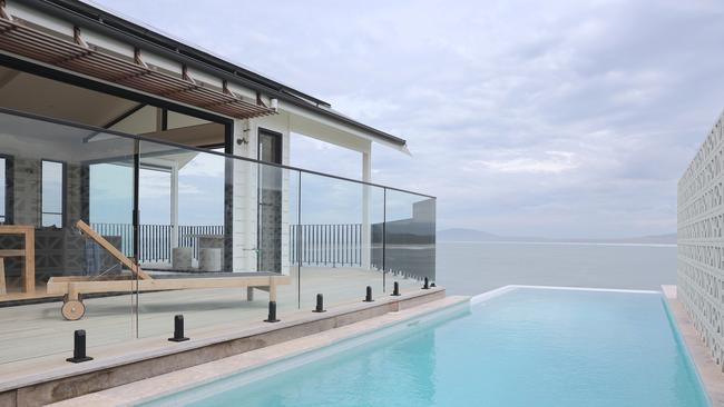 When not in the surf, Sally can watch the surf from her pool.