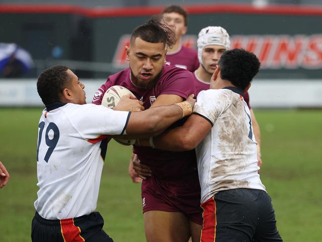 Immanuel Kalekale playing for Qld in the ASSRL National semi-finals. Picture: Liam Kidston