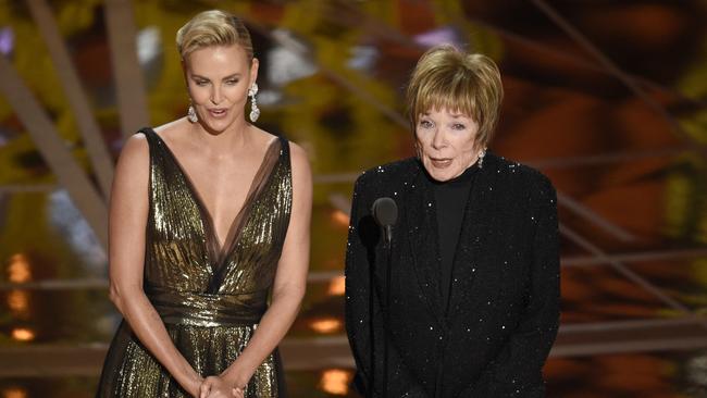 Charlize Theron, left, and Shirley MacLaine. Picture: AP