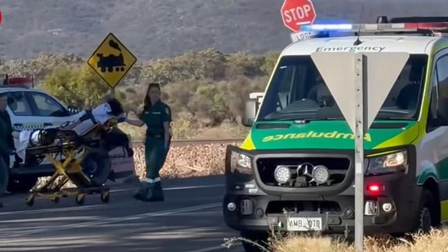 The driver and passenger in the Mazda, both 17-year-old boys from Port Augusta, sustained minor injuries and were taken to hospital.. Picture: 9 News